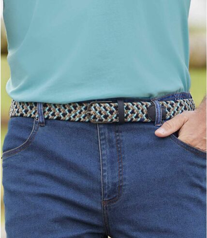 Men's Blue & Beige Braided Belt  