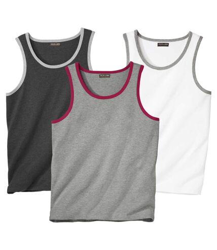 Pack of 3 Men's Summer Vests - Grey Anthracite White
