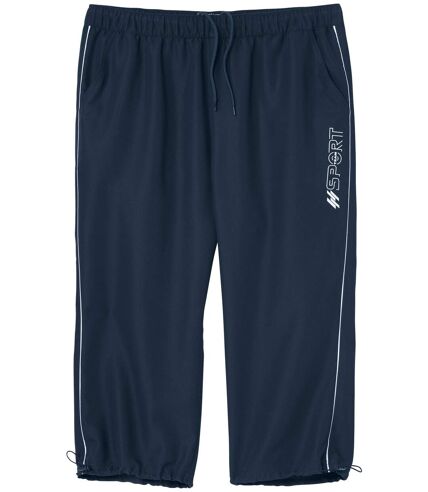 Men's Navy Microfibre Cropped Trousers