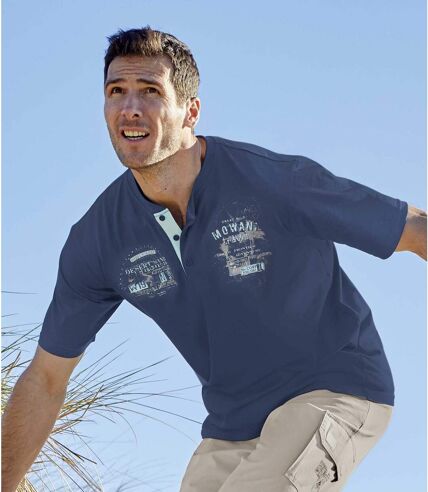 Pack of 2 Men's Exploration T-Shirts - Navy Blue