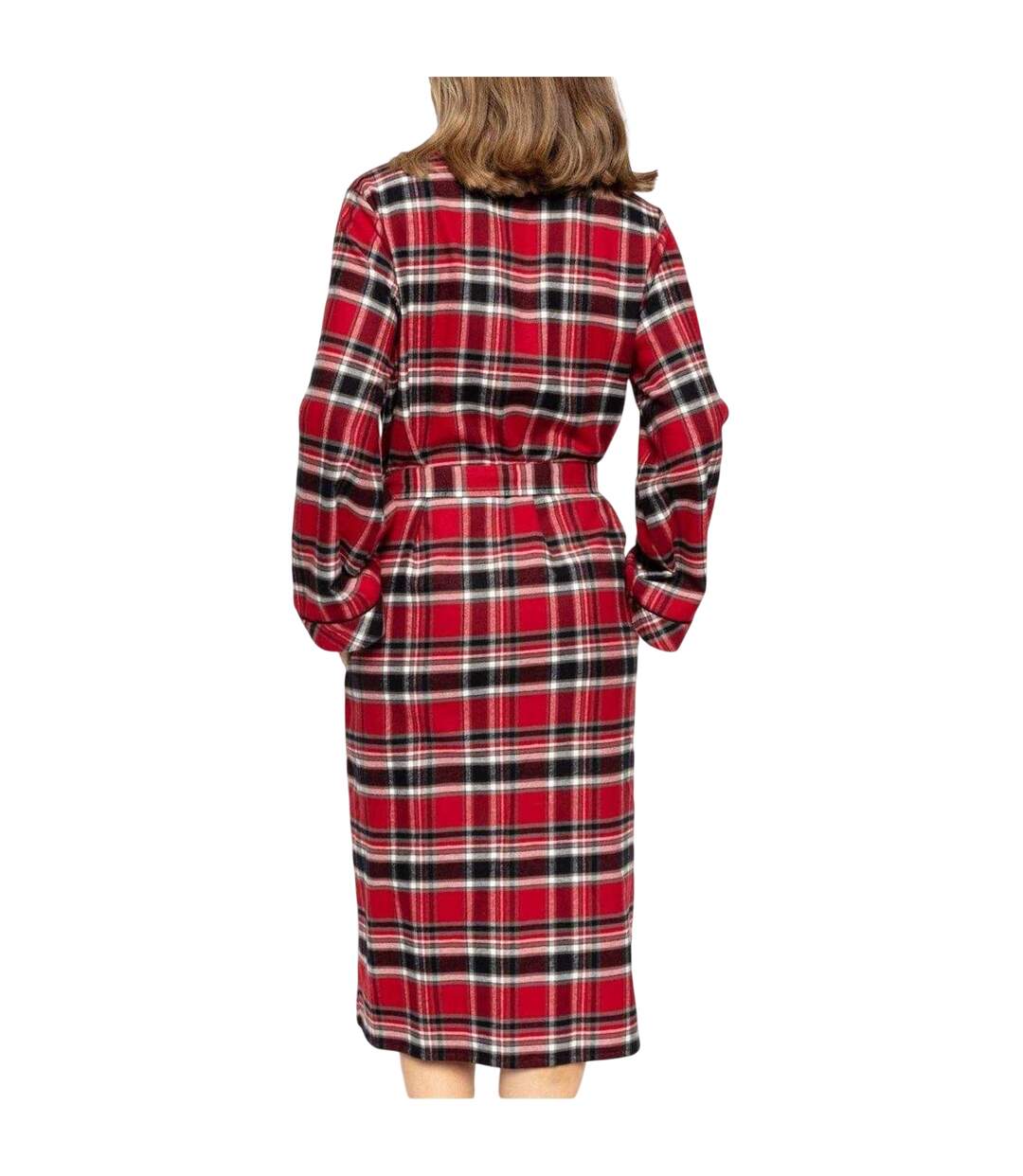 Robe De Chambre Motif/style À Carreaux Femme Rouge Noir Cyberjammies-2