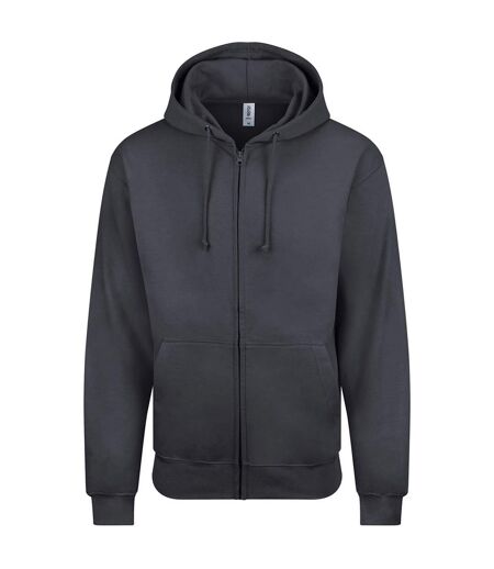 Mens Full Zip Hoodie Solid Charcoal Awdis