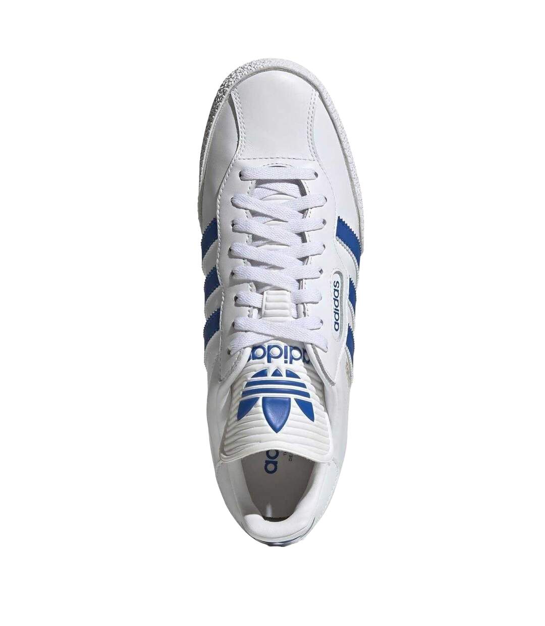 Childrens/kids Samba Super Leather Trainers White Blue Adidas-4