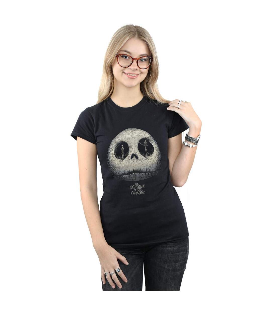 Disney T-shirt en coton Womens/Ladies Nightmare Before Christmas Jack's Eyes (Noir) - UTBI35691-2