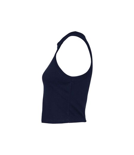 Womens/ladies micro-rib racer tank top solid navy Bella + Canvas