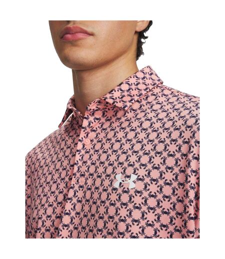 Mens Matchplay Crab Polo Shirt Pink Navy White Under Armour