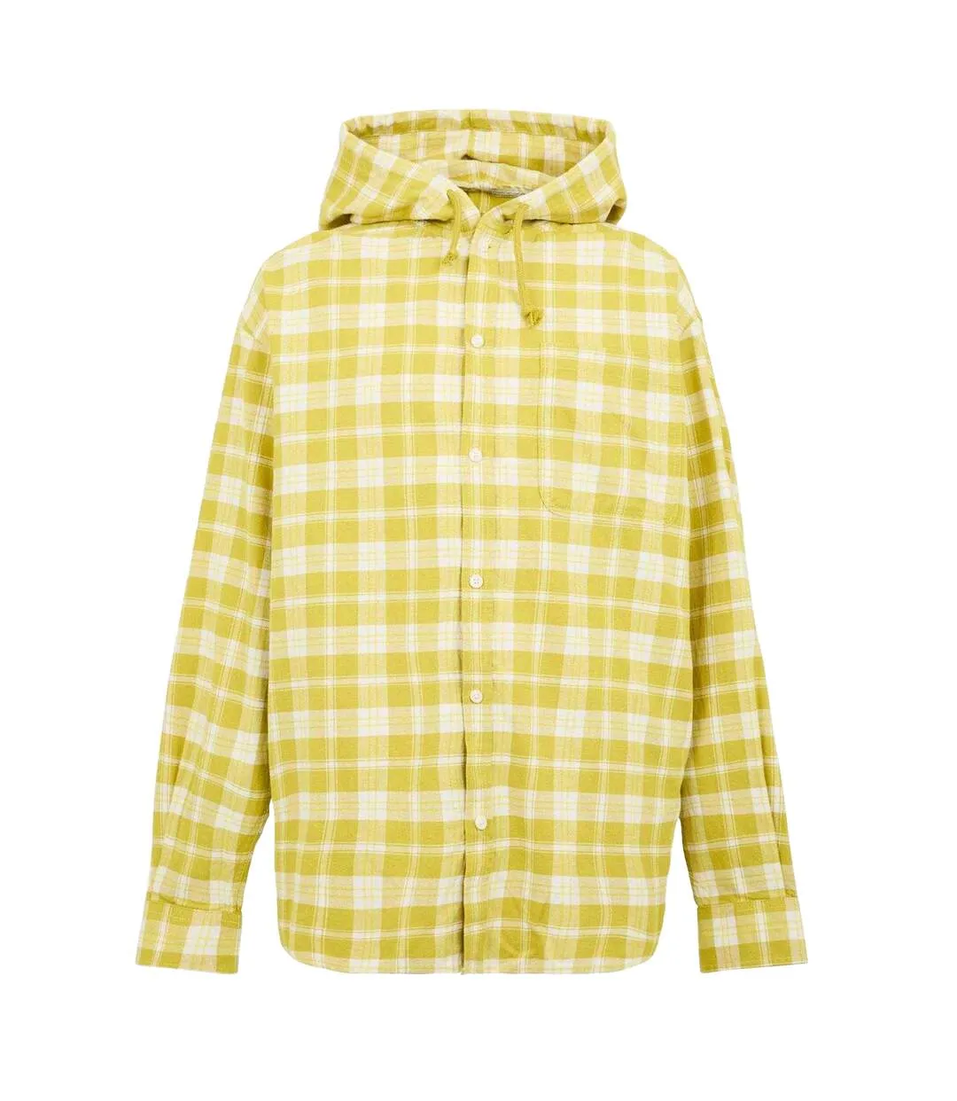 Unisex Adult Plaid Hooded Regular Long-sleeved Shirt Yellow Diesel-2