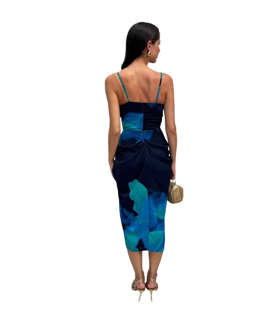 Robe Mi-longue Motif/style Floral Abstrait Femme Bleu Marine AX Paris-3
