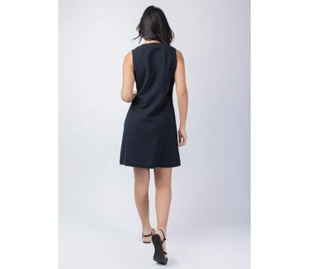 Robe courte cintrée Ondine unie noire Coton Du Monde