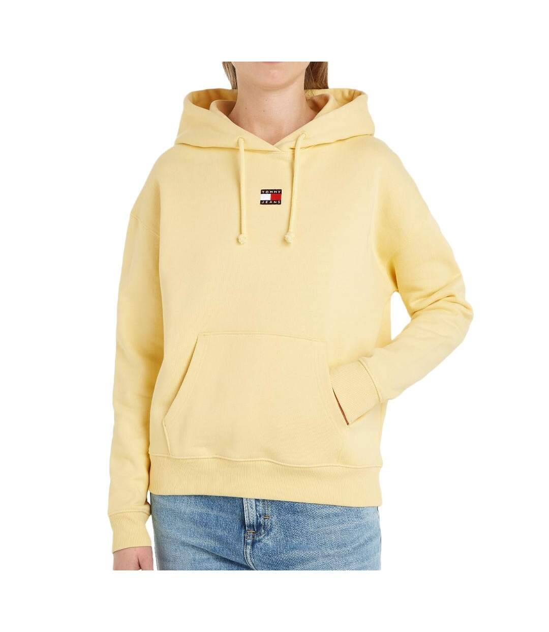 Sweat à capuche jaune femme tommy hilfiger badge - xxs-1