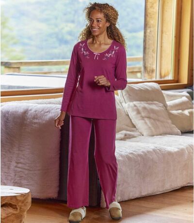 Women's Raspberry Floral Print Pyjamas