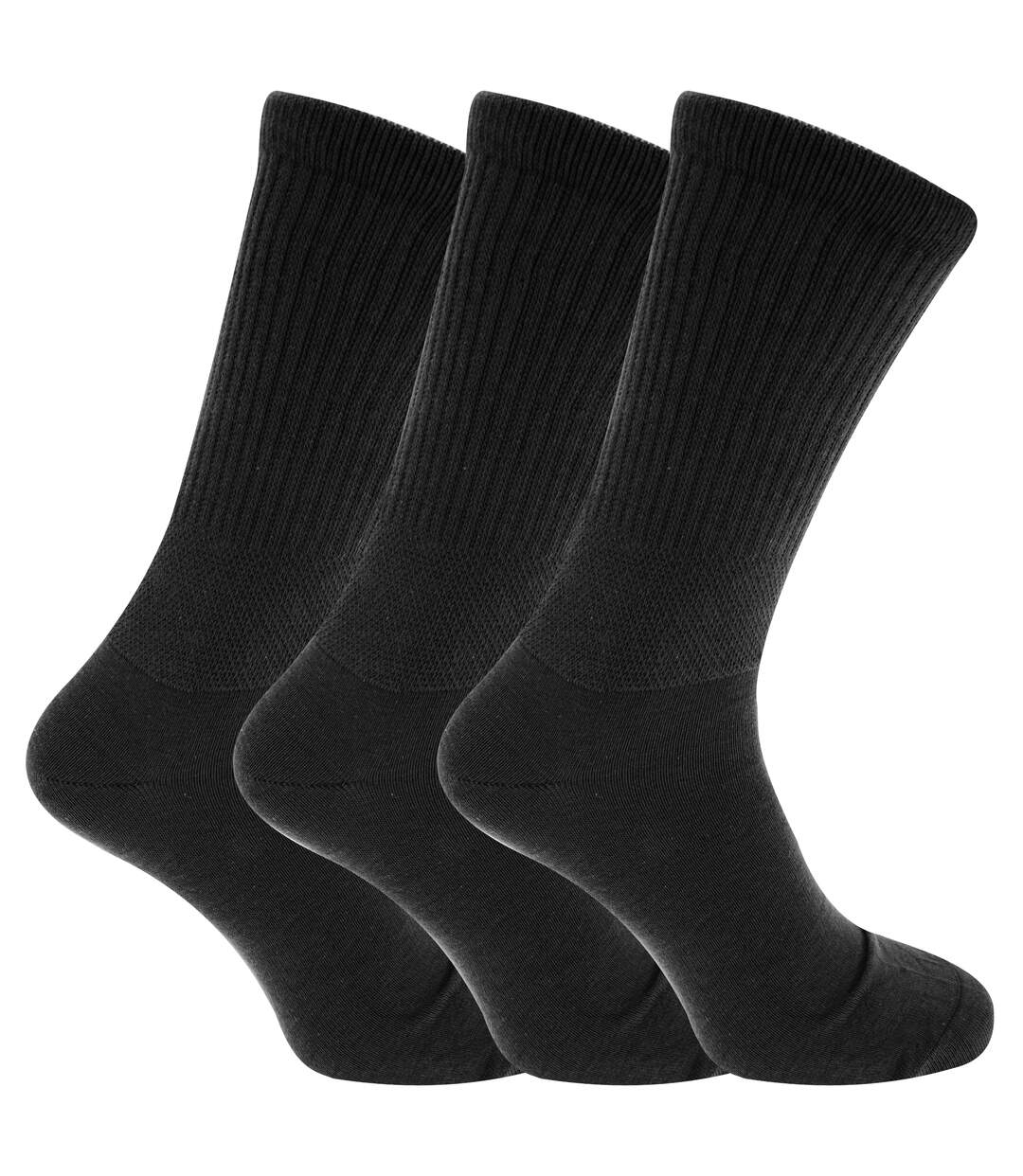 Chaussettes larges pour diabétiques 3 paires homme noir Universal Textiles-1