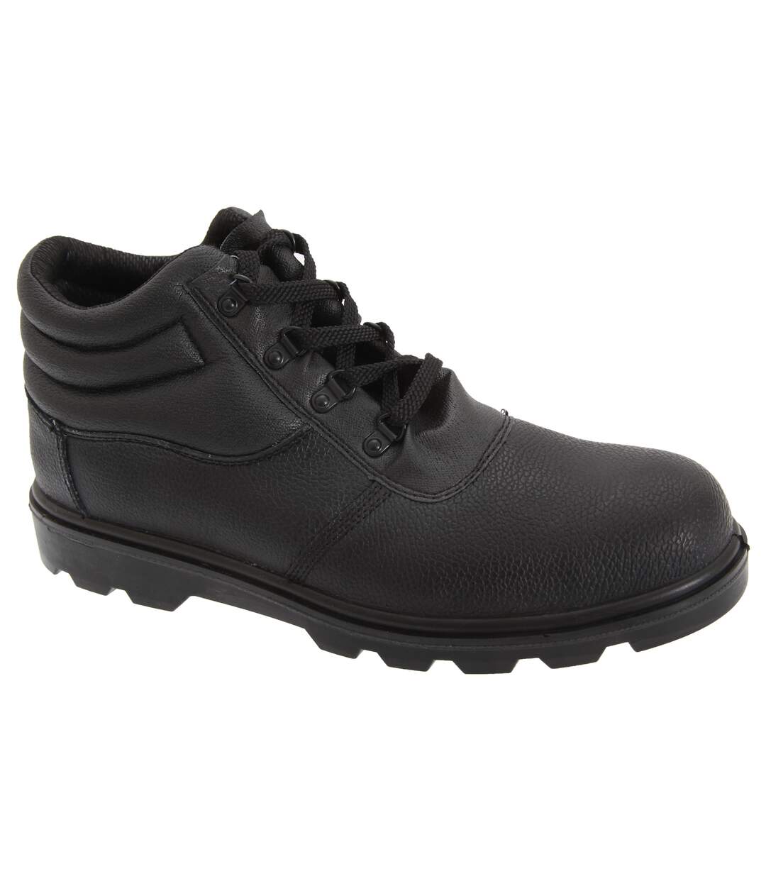 Mens grain leather treaded safety toe cap boots black Grafters-1