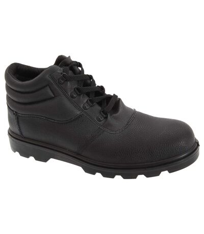 Grafters Mens Grain Leather Treaded Safety Toe Cap Boots (Black) - UTDF607