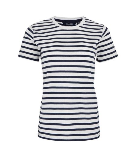 Womens/ladies bayletta striped t-shirt white/navy Regatta