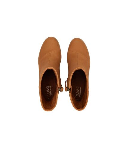 Womens/ladies evelyn leather boots tan Toms