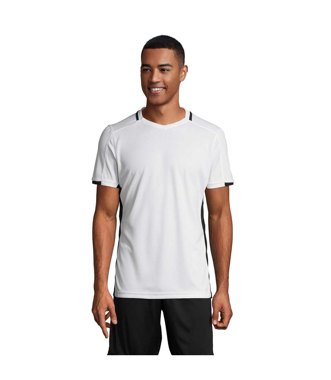 SOLS Mens Classico Contrast Short Sleeve Soccer T-Shirt (White/Black)