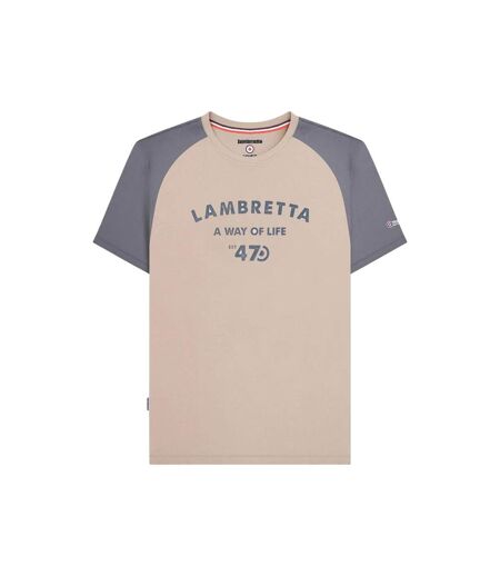 T-shirt Manches Raglan Homme Beige Gris Lambretta