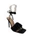 Womens/ladies Leather Stiletto Heel Sandals Black Chic-1
