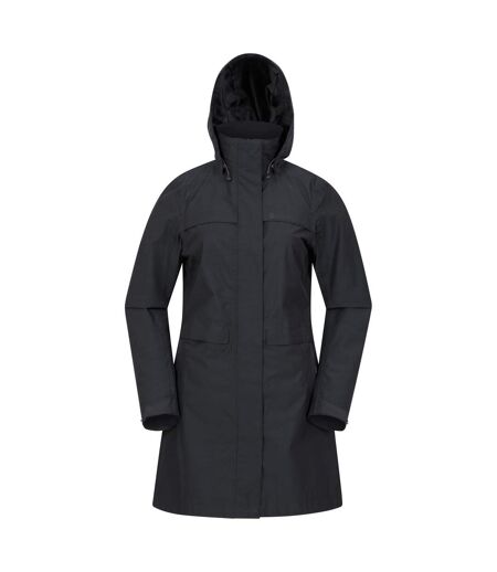 Womens/ladies Cloudburst Textured Waterproof Jacket Black Mountain Warehouse