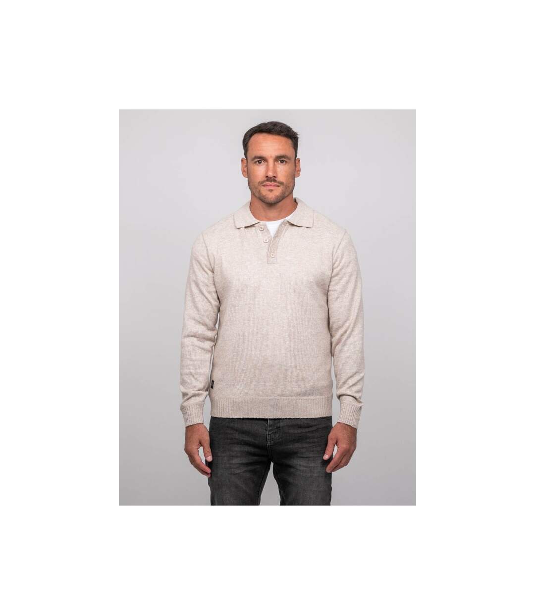 Pull polo maille douce chinée LUBACAT-1