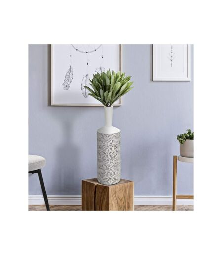Vase Bouteille Abstrait Nairobi 49cm Blanc
