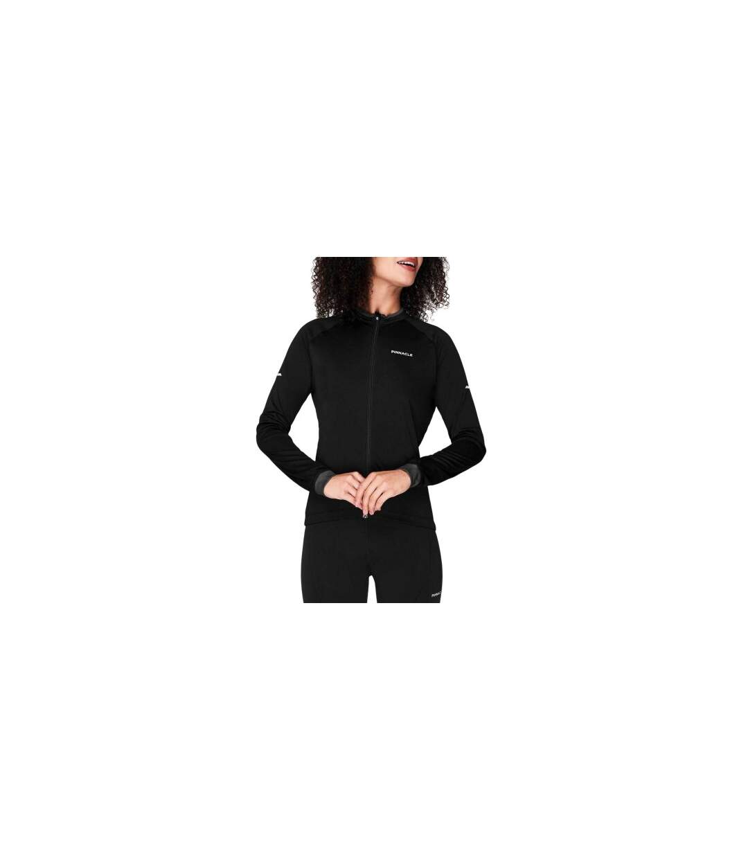 Womens/ladies Logo Long-sleeved Cycling Jersey Black Pinnacle-1