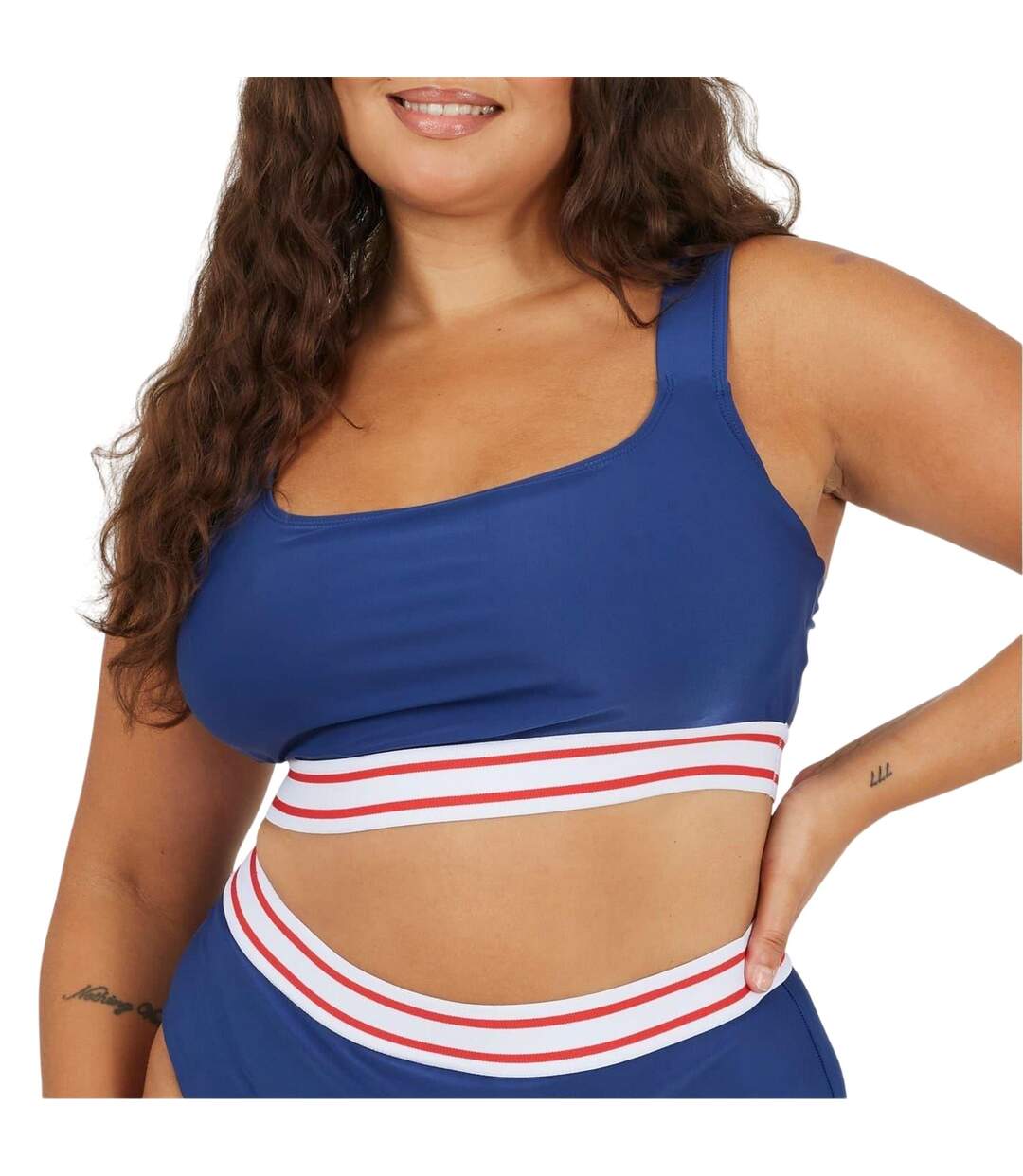 Haut De Maillot De Bain Femme Bleu Marine Blanc Rouge Brave Soul-2