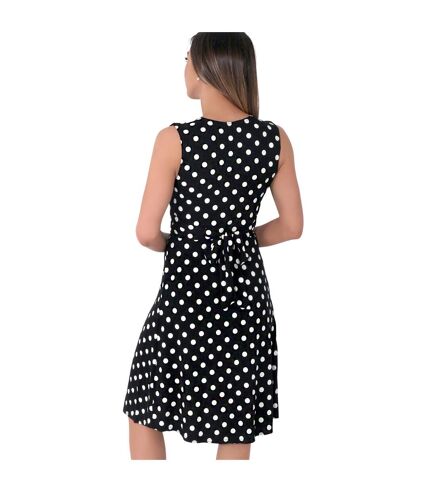 Krisp Womens/Ladies Knot Front Polka Dot Mini Dress (Black/White) - UTKP161