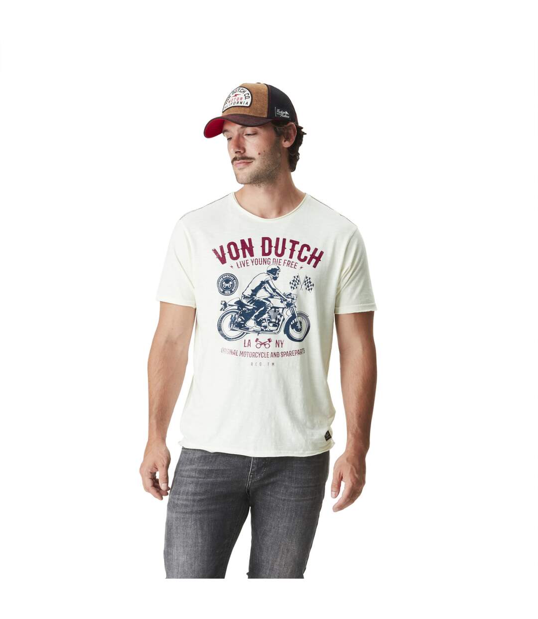 T-shirt homme col rond slub avec logo Free Vondutch