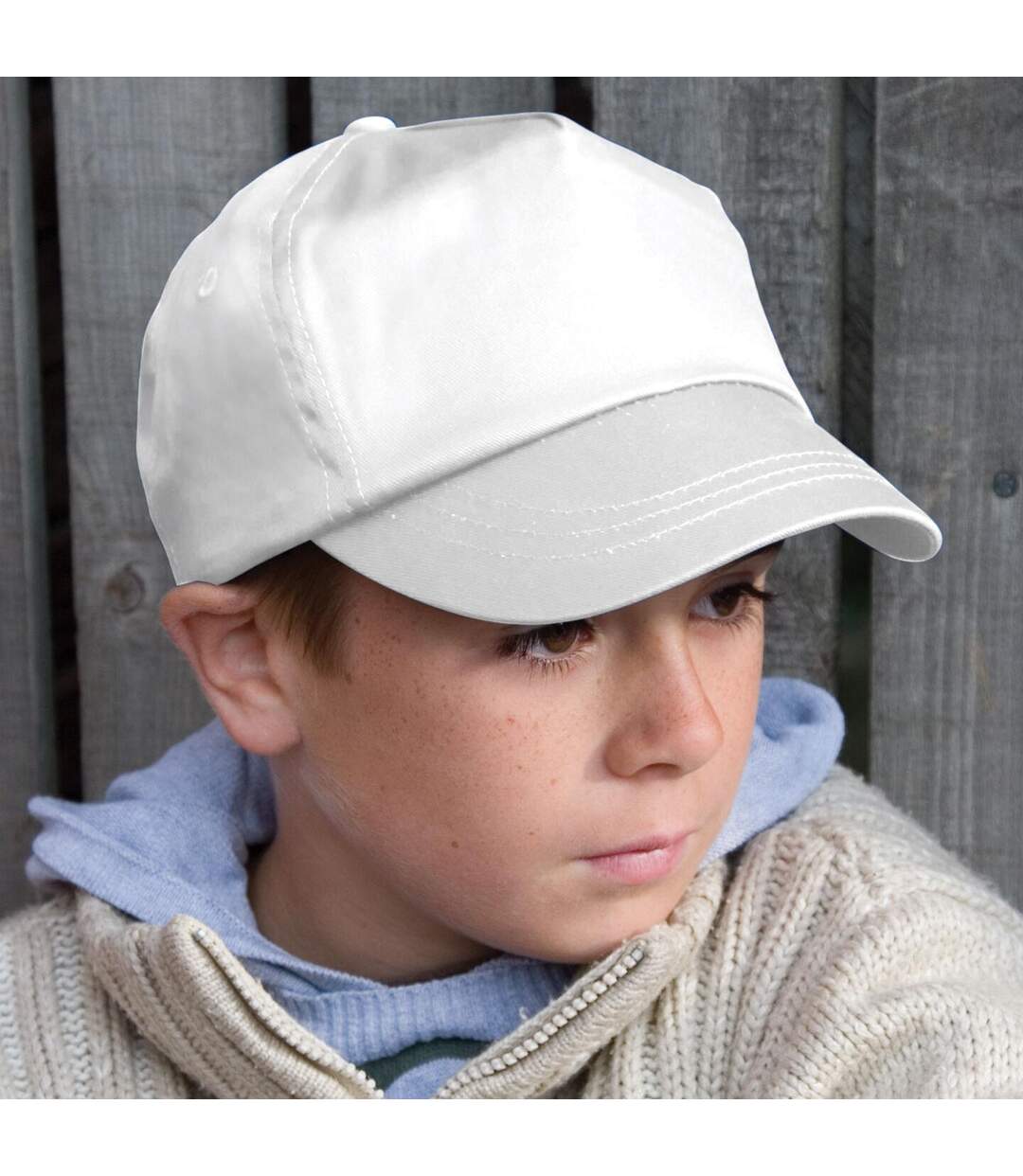 Casquette unie 100% coton enfant unisexe blanc Result-2
