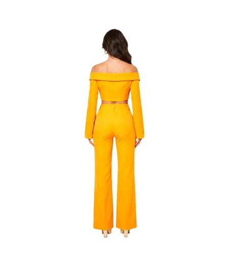 Womens/ladies Fitted And Flared Trousers Orange Missy Empire