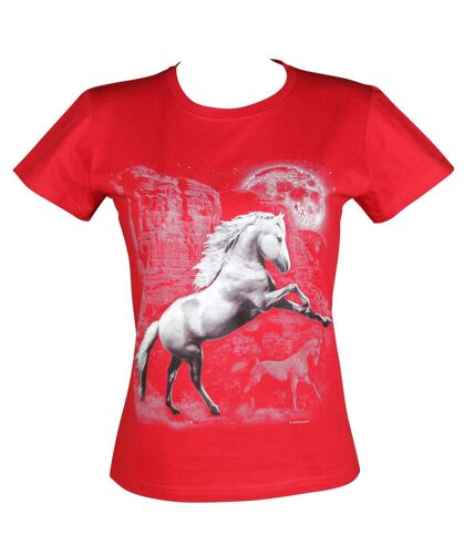 T-shirt femme manches courtes - cheval blanc 10387 - rouge