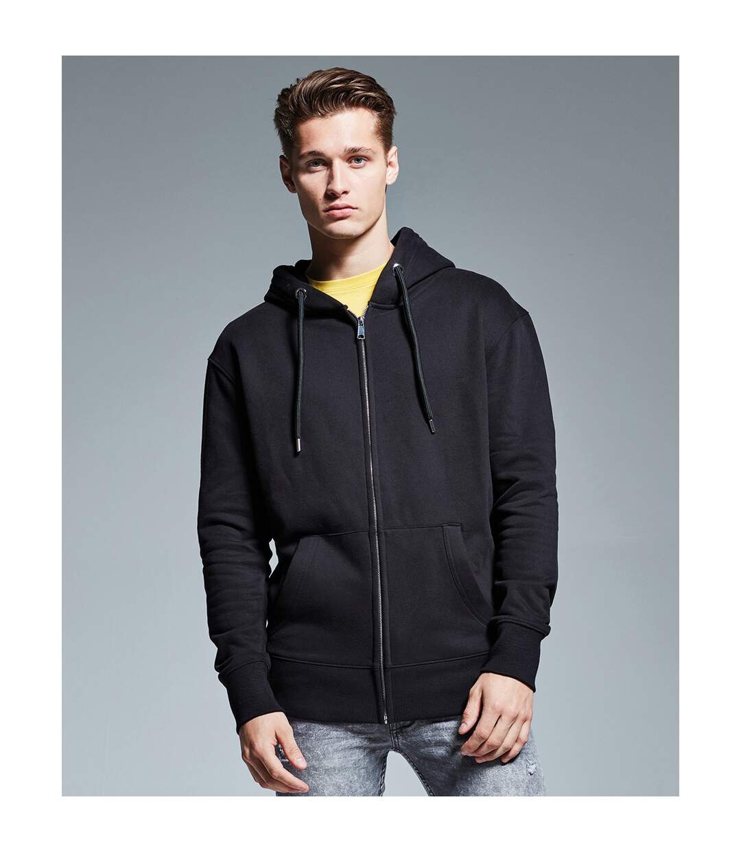 Anthem Mens Organic Full Zip Hoodie (Black)