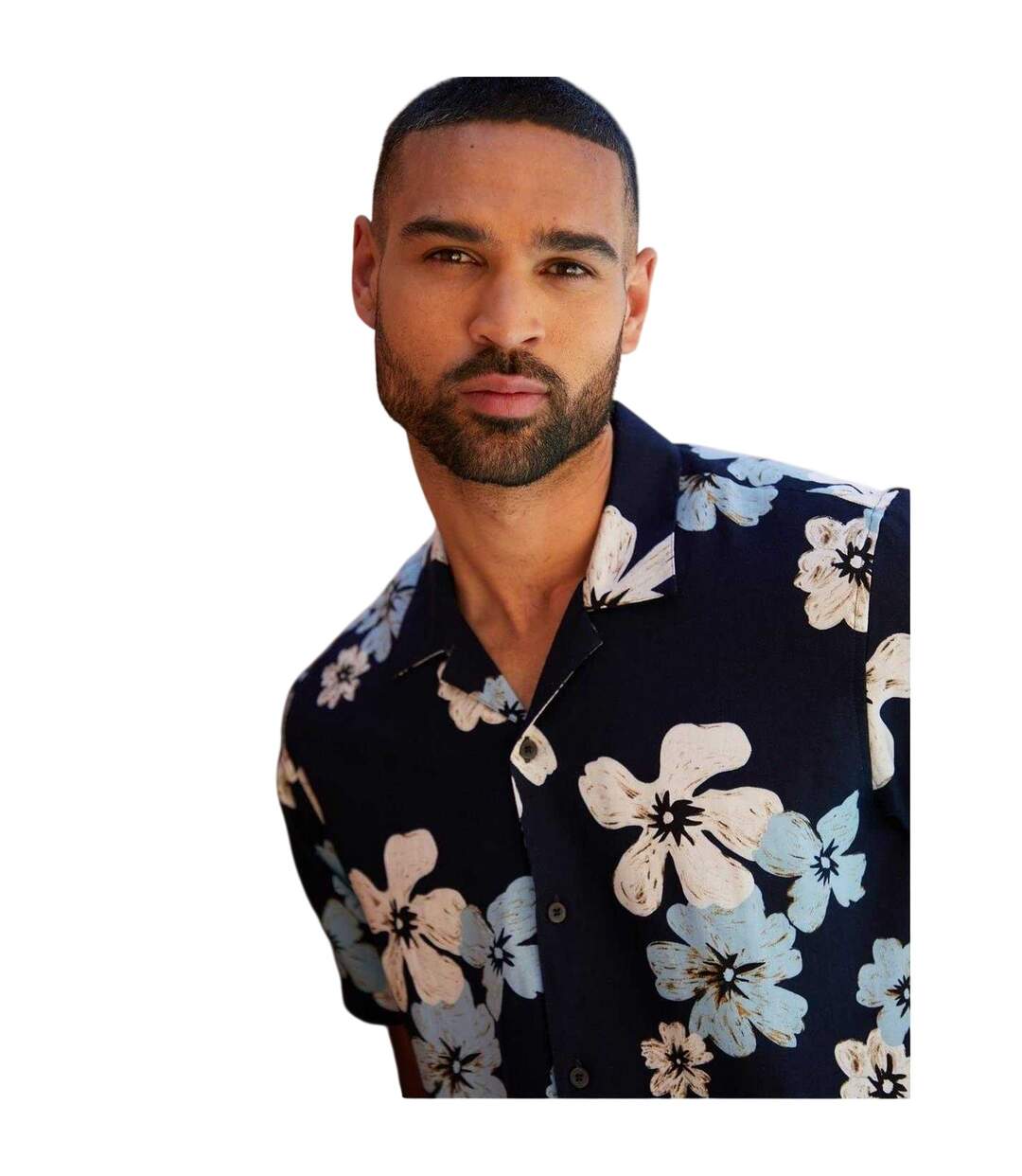 Chemise Manches Courtes Motif/style Floral Homme Noir Threadbare-3
