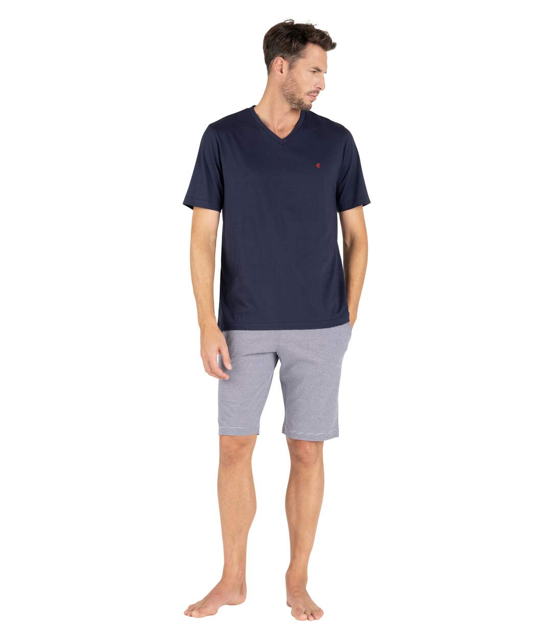 Pyjama court col v homme L'intemporel Eminence-5
