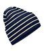 Bonnet À Revers Large Motif/style À Rayures Original Bleu Marine Foncé Blanc À Rayures Beechfield-2