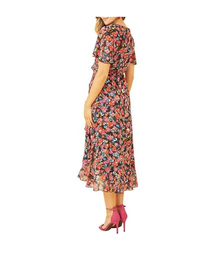 Robe Portefeuille Motif/style Floral Femme Noir Yumi