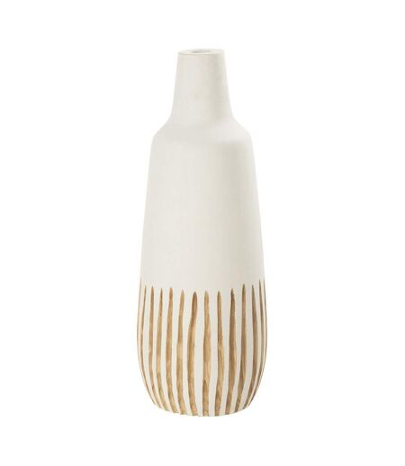 Vase Design en Bois Ying 56cm Blanc & Naturel