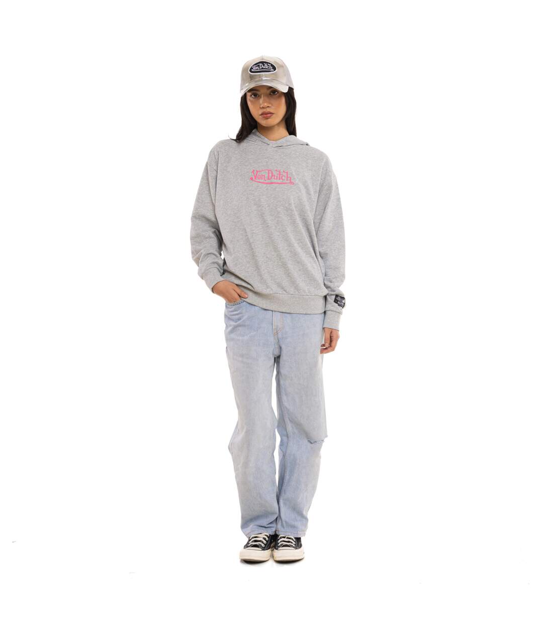 Sweat à capuche femme fr. terry 280GSM touché pêche print devant Lova Vondutch-4