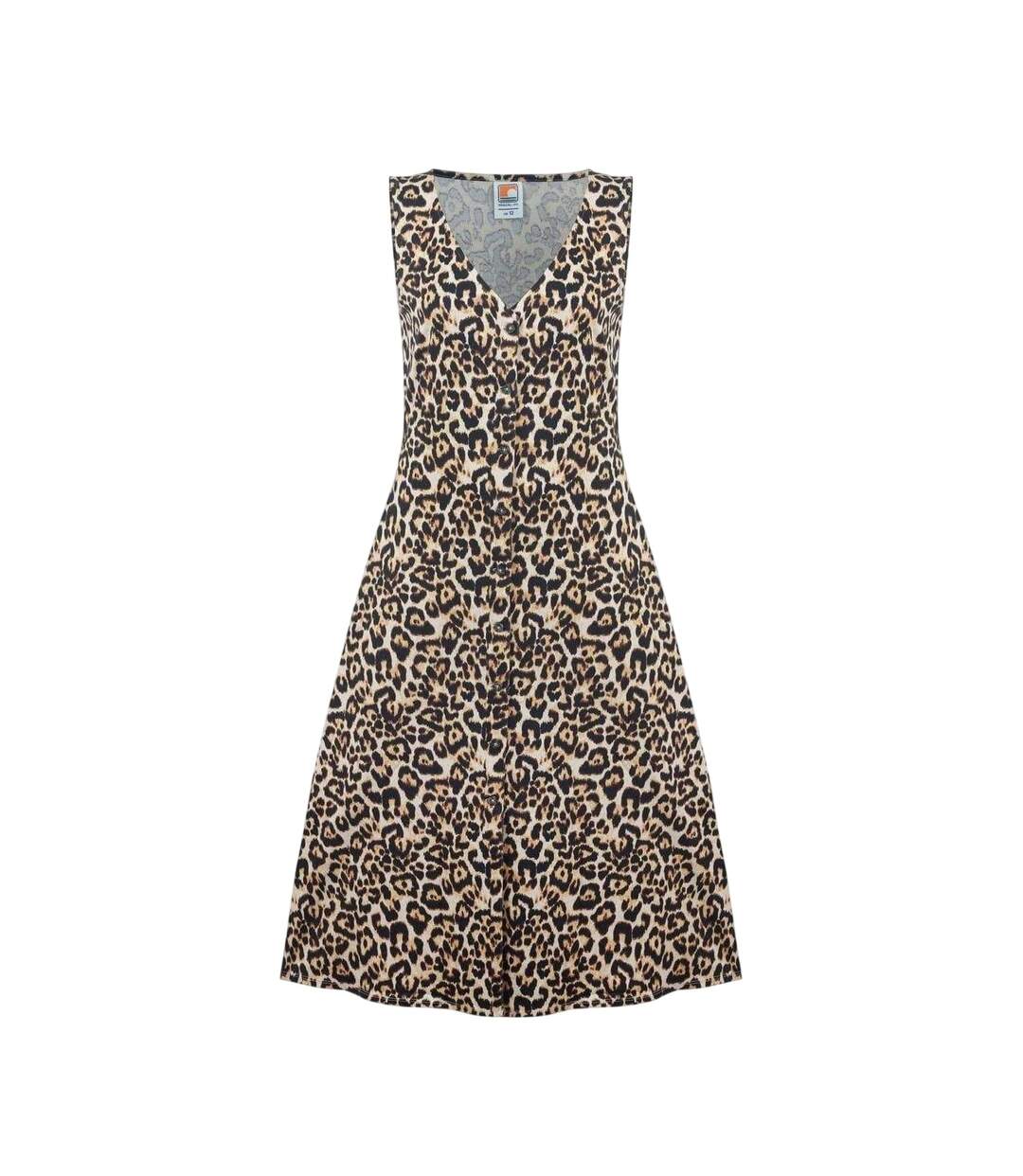 Robe Mi-longue Sans Manches Femme Beige Noir SoulCal-1