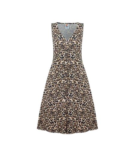 Robe Mi-longue Sans Manches Femme Beige Noir SoulCal