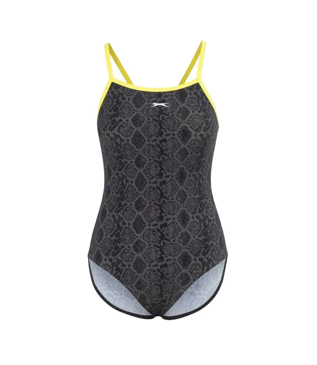 Maillot De Bain 1 Pièce Motif/style Peau De Serpent Femme Noir Vert Slazenger-1