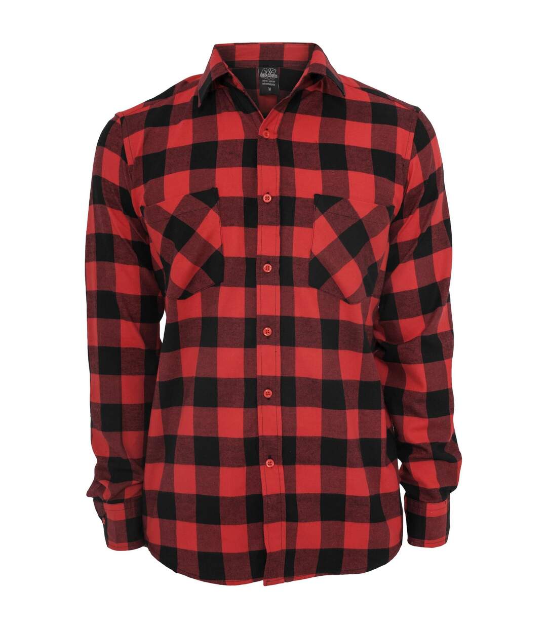 Mens Checked Flannel Shirt Black Red Urban Classics-1