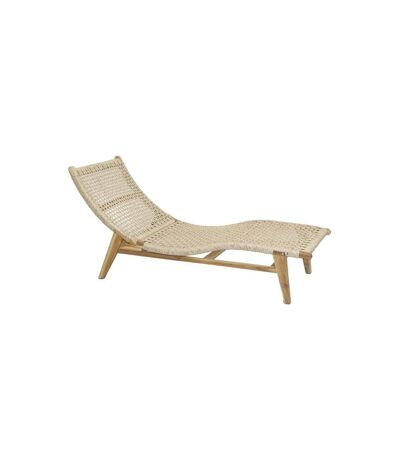 Chaise bain de soleil en teck et cannage synthétique BAIA Vague