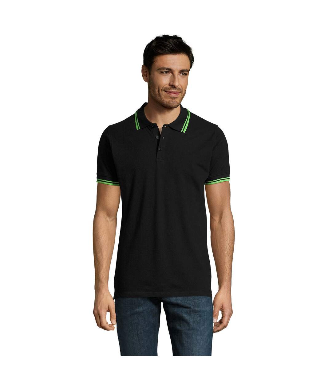 SOLS - Polo manches courtes PASADENA - Homme (Noir/vert clair) - UTPC2431