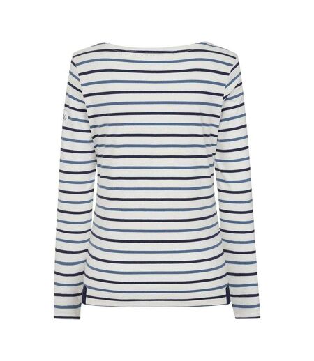 Womens/ladies Breton Colour Stripe Long-sleeved T-shirt Blue Lazy Jacks