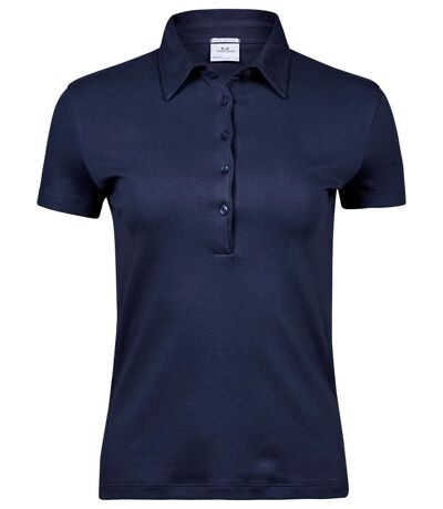 Polo femme premium coton pima - 1441 - bleu marine - manches courtes