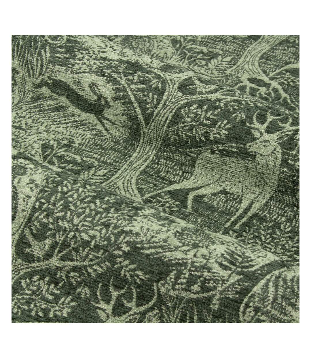 Winter woods chenille animals eyelet curtains 229cm x 229cm emerald Furn-3