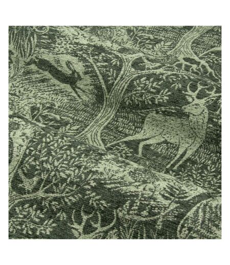 Winter woods chenille animals eyelet curtains 229cm x 229cm emerald Furn